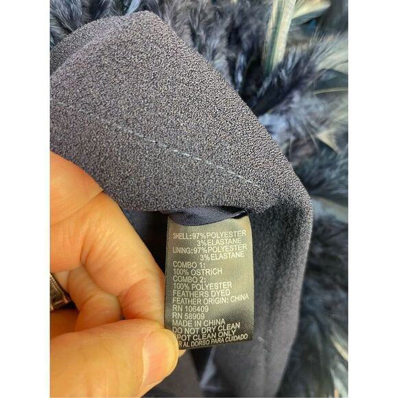 Gianni Bini Navy Ostrich Feather Fringe Cocktail Party Dress – Size 4 - Picture 8 of 9